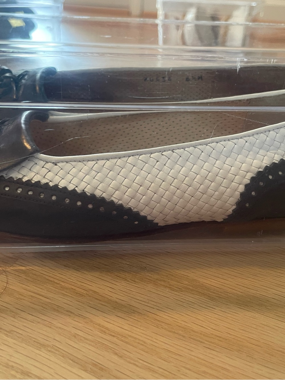 Bruno Magli Black and White Woven Leather Ballet Flat